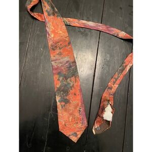 BARBA Mens 100 Silk Handmade Italy Abstract Print Necktie